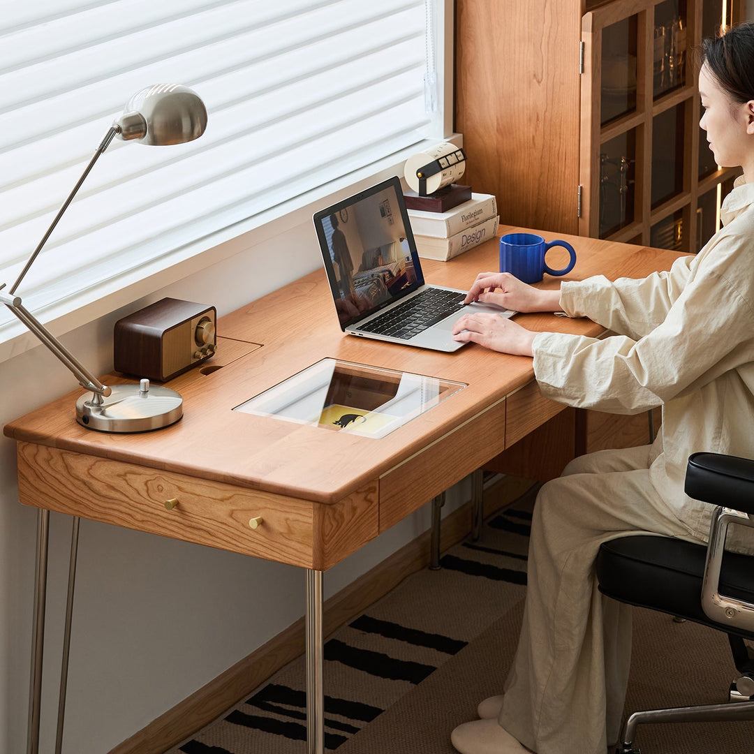 Scandinavian Cherry Wood Study Table TIMELESS