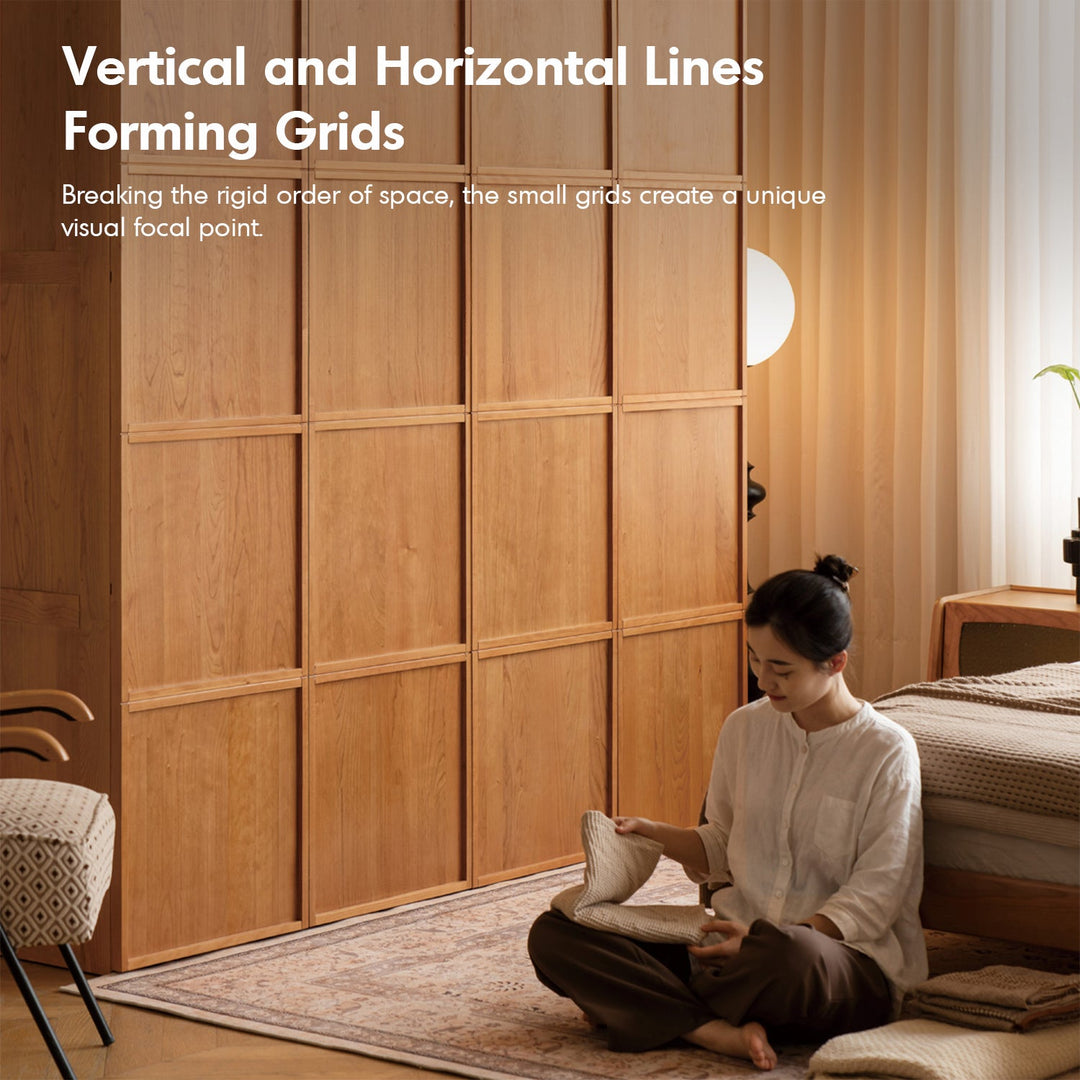 Scandinavian Cherry Wood Swing Door Wardrobe VERA