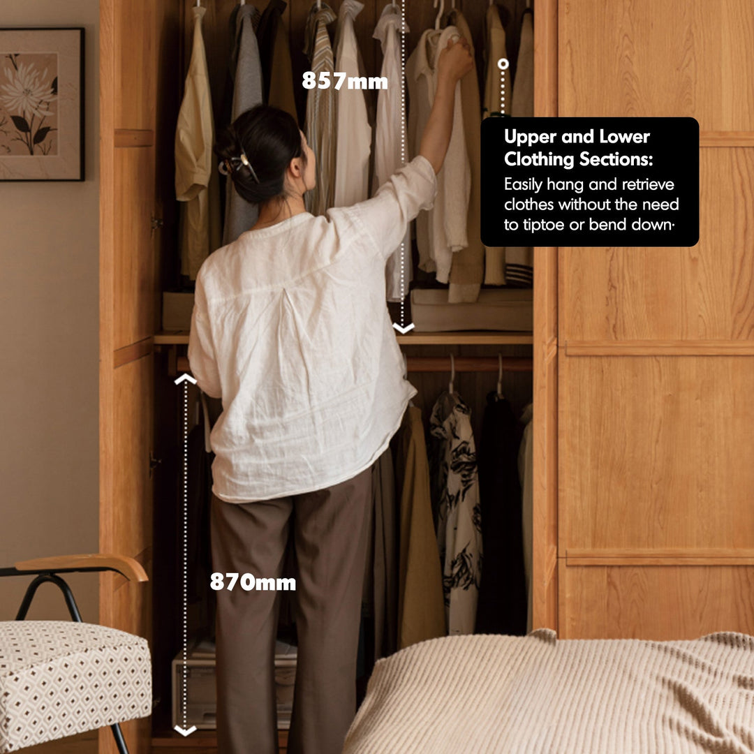 Scandinavian Cherry Wood Swing Door Wardrobe VERA