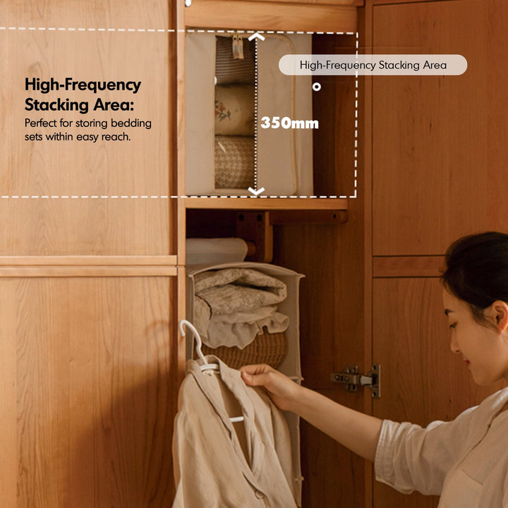 Scandinavian Cherry Wood Swing Door Wardrobe VERA