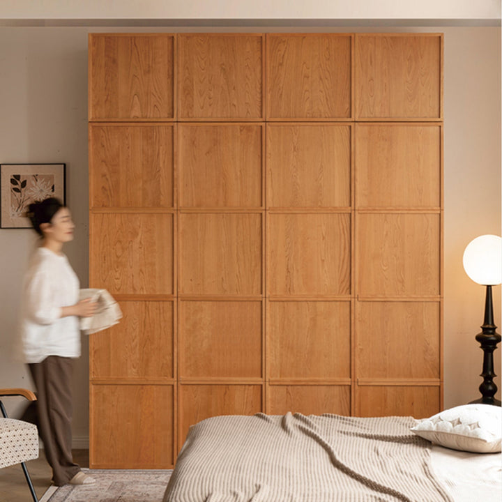 Scandinavian Cherry Wood Swing Door Wardrobe VERA