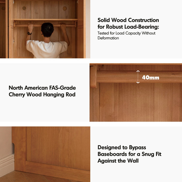 Scandinavian Cherry Wood Swing Door Wardrobe VERA