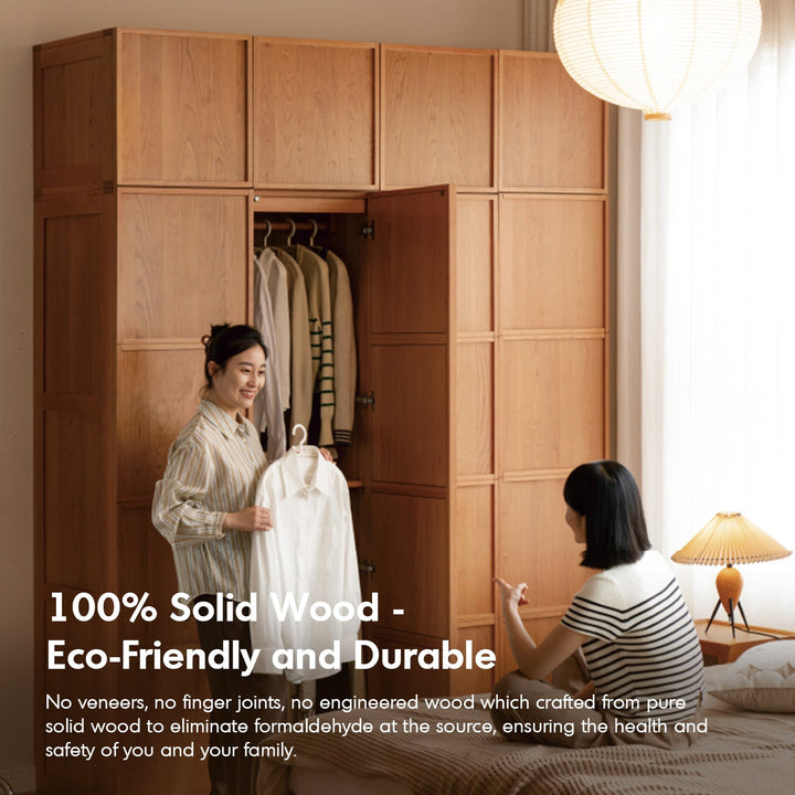 Scandinavian Cherry Wood Swing Door Wardrobe VERA