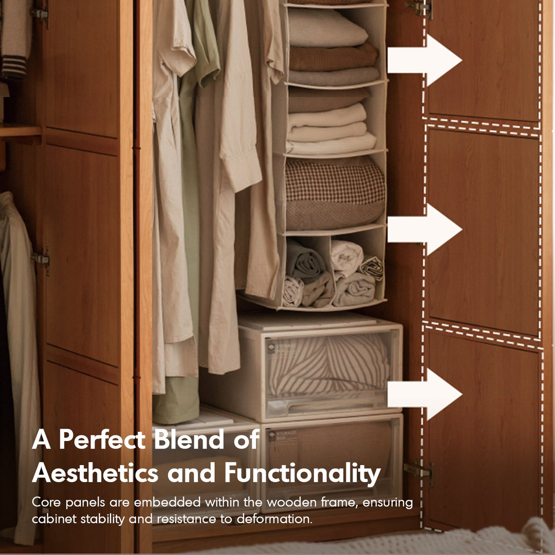 Scandinavian Cherry Wood Swing Door Wardrobe VERA