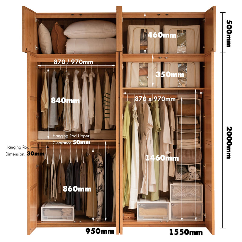 Scandinavian cherry wood swing door wardrobe vera color swatches.