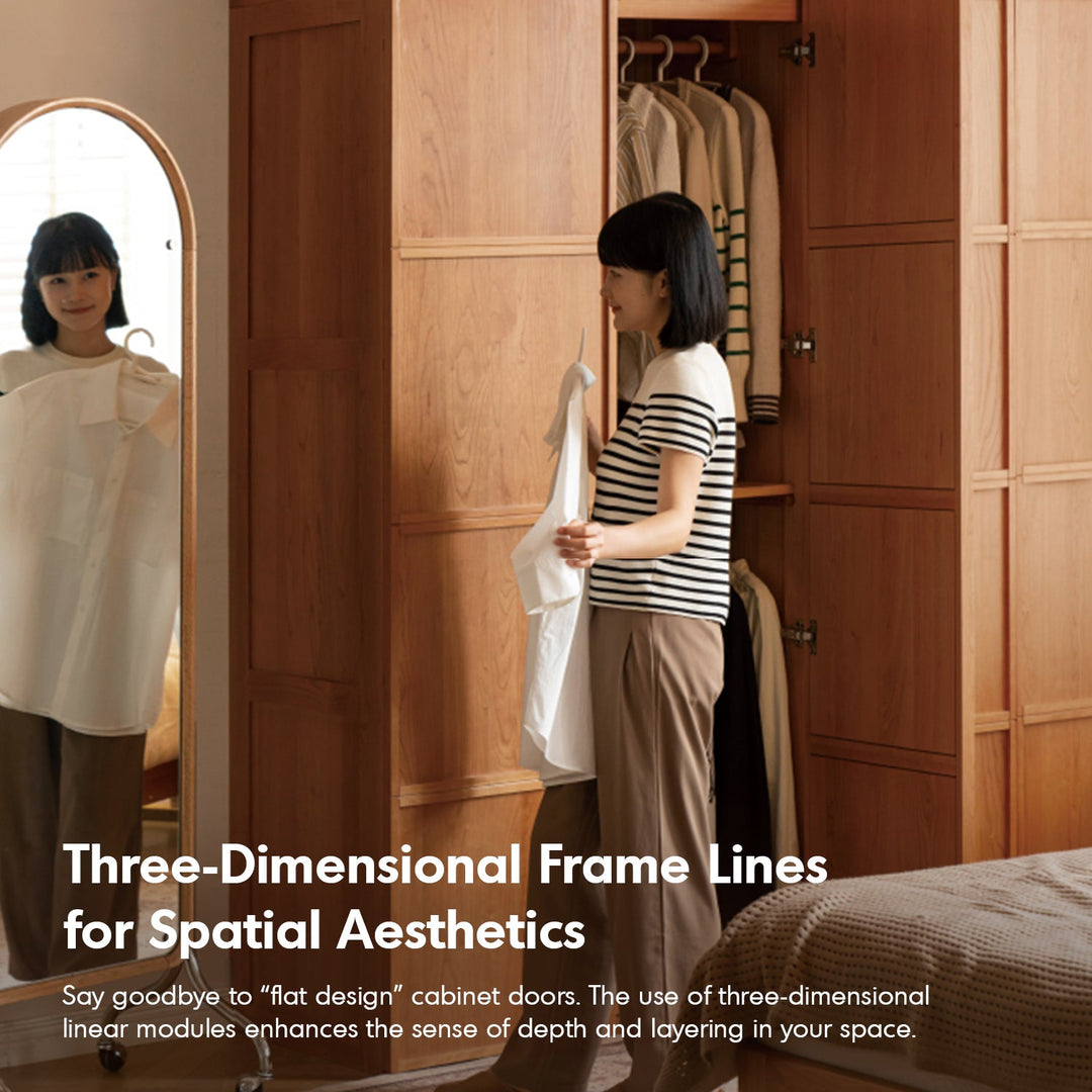 Scandinavian Cherry Wood Swing Door Wardrobe VERA