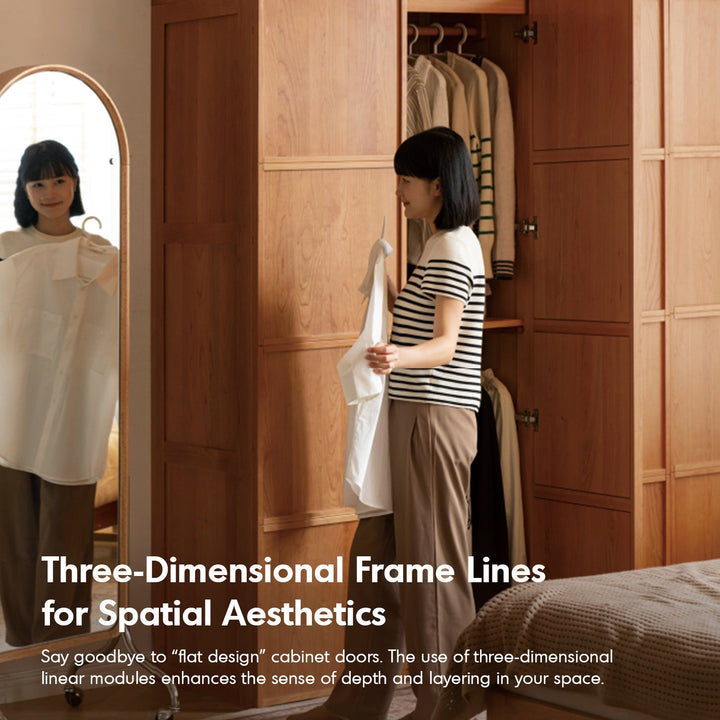 Scandinavian Cherry Wood Swing Door Wardrobe VERA