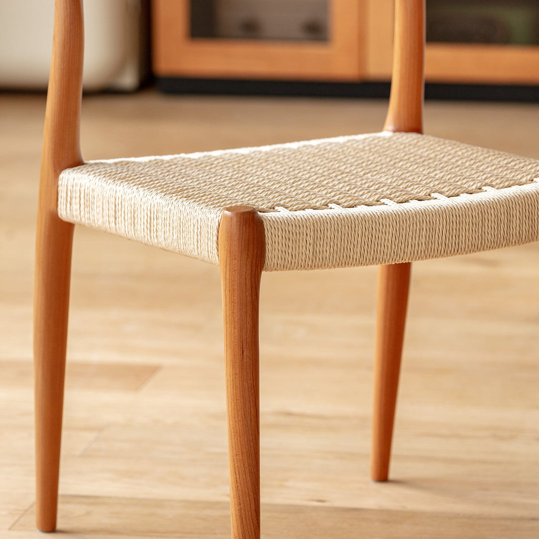 Scandinavian Cherry Wood Woven Rope Dining Chair AUTUMN