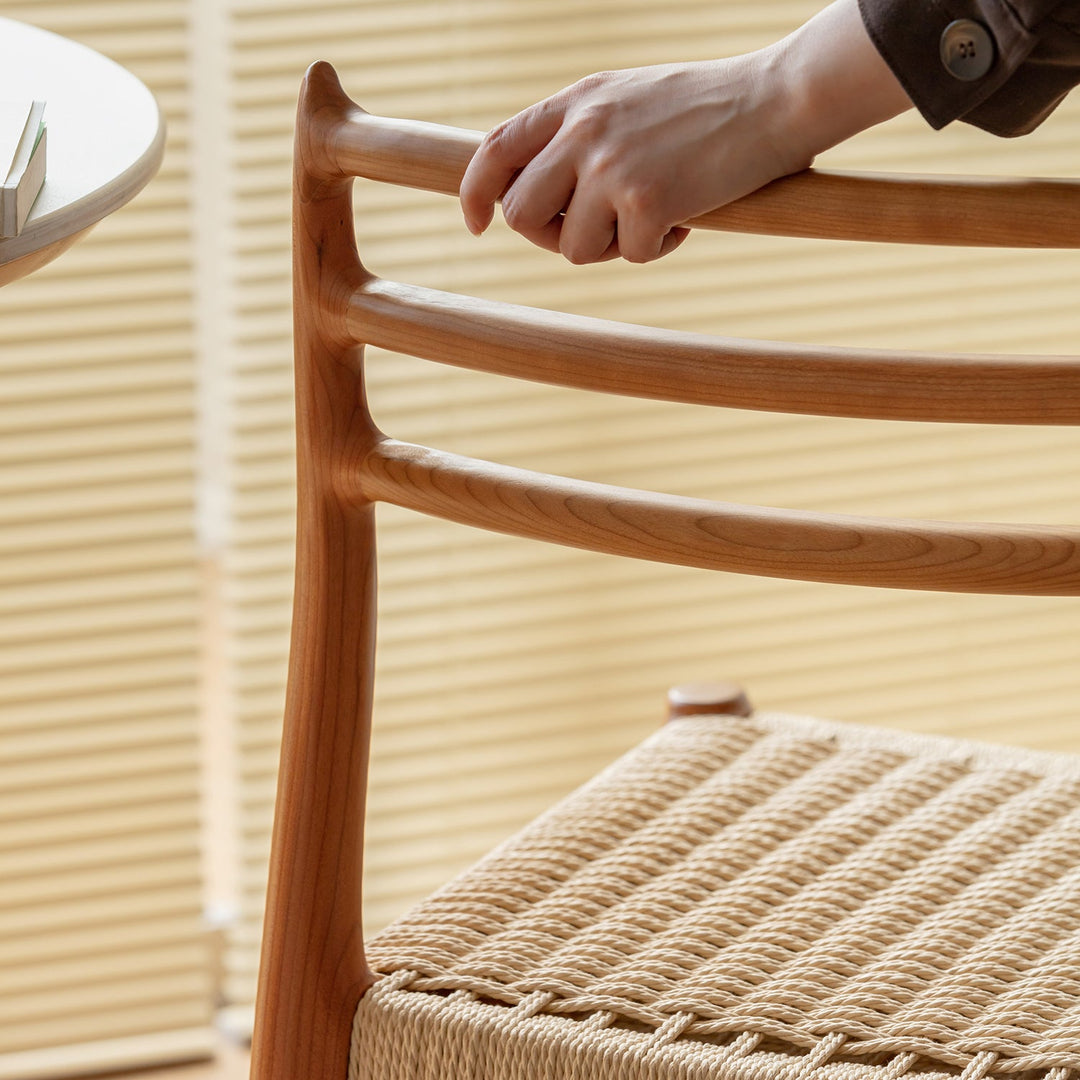 Scandinavian Cherry Wood Woven Rope Dining Chair AUTUMN