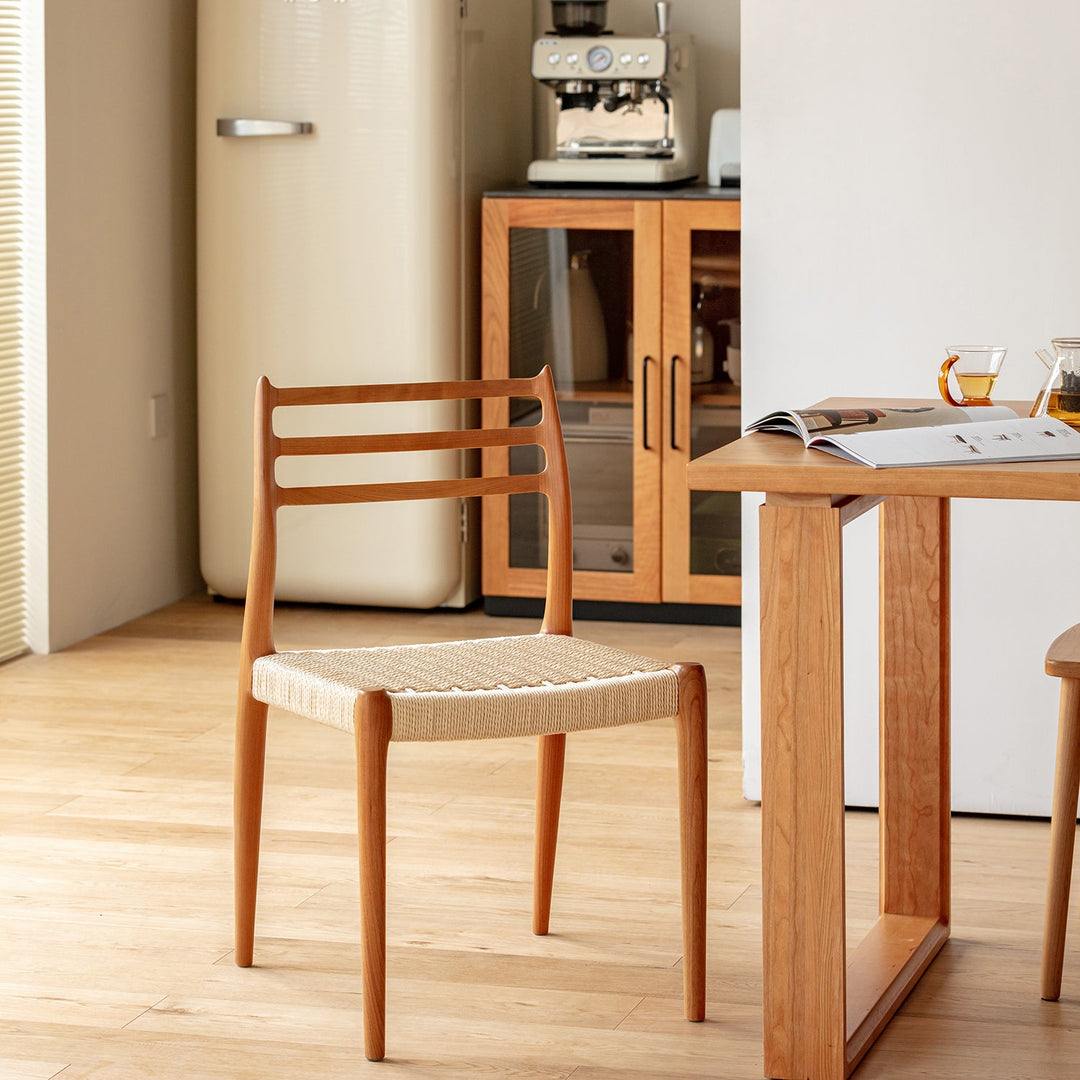 Scandinavian Cherry Wood Woven Rope Dining Chair AUTUMN