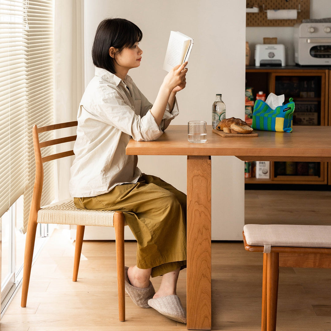 Scandinavian Cherry Wood Woven Rope Dining Chair AUTUMN
