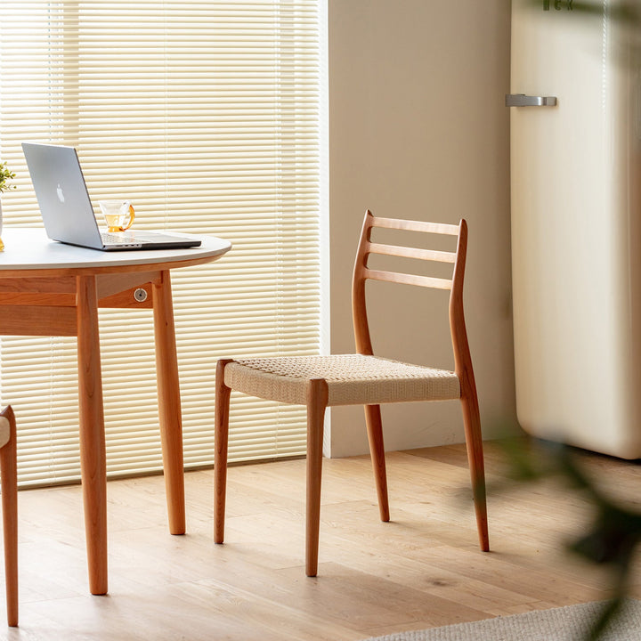 Scandinavian Cherry Wood Woven Rope Dining Chair AUTUMN