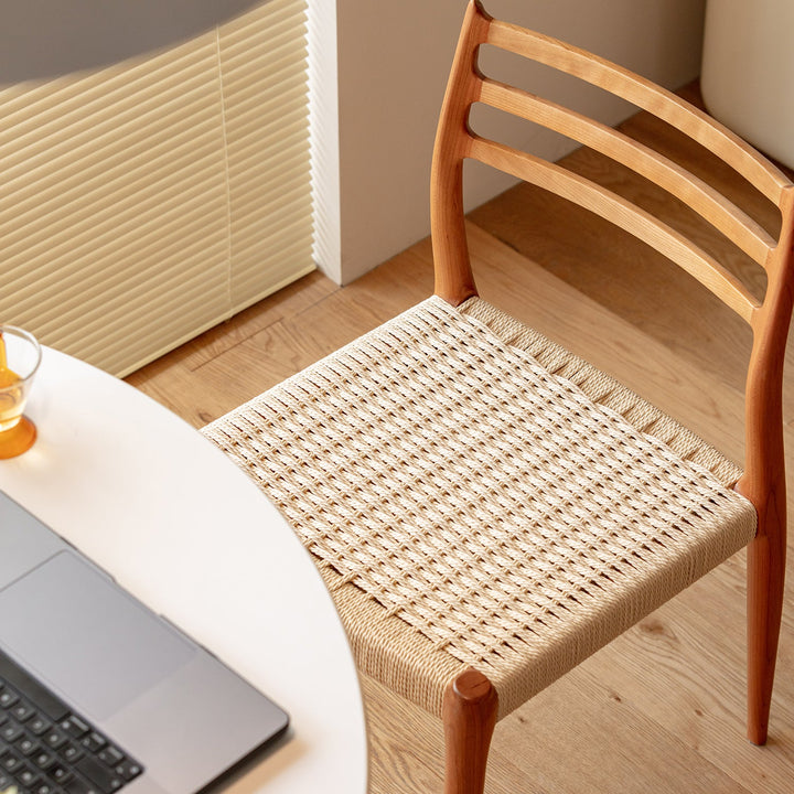 Scandinavian Cherry Wood Woven Rope Dining Chair AUTUMN