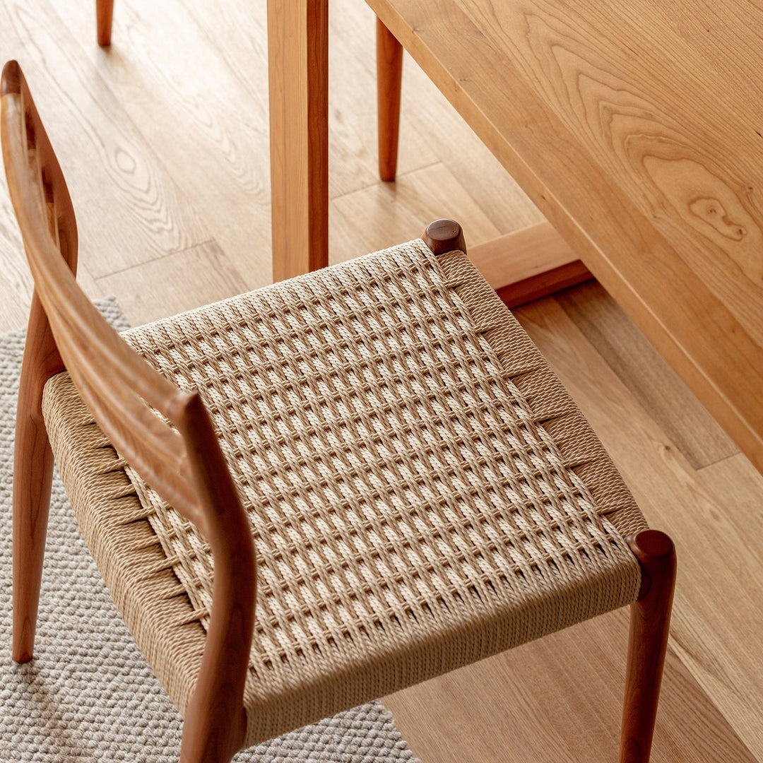 Scandinavian Cherry Wood Woven Rope Dining Chair AUTUMN