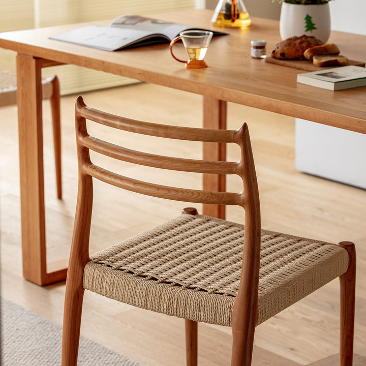 Scandinavian Cherry Wood Woven Rope Dining Chair AUTUMN