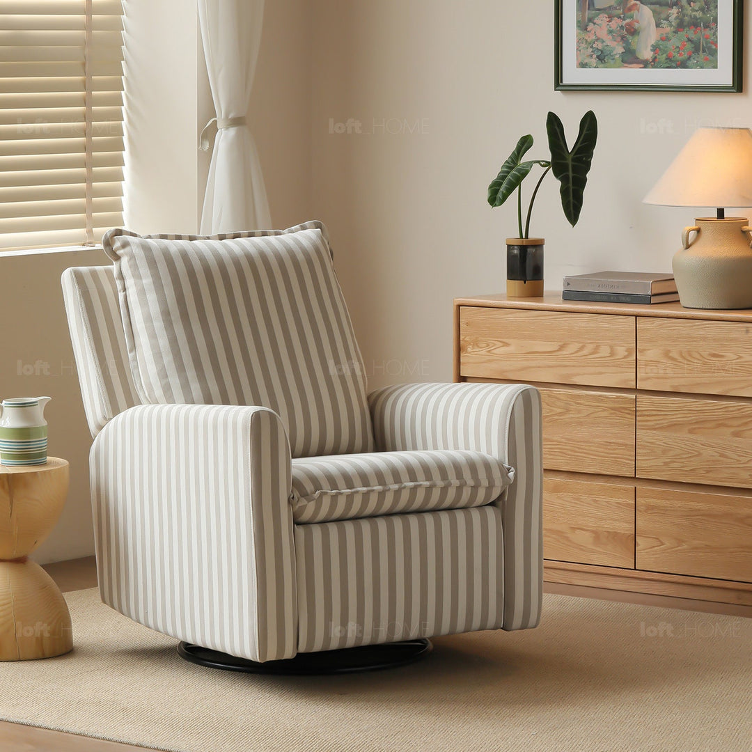 Scandinavian Cotton Fabric Electric Recliner Revolving 1 Seater Sofa SEABREEZE