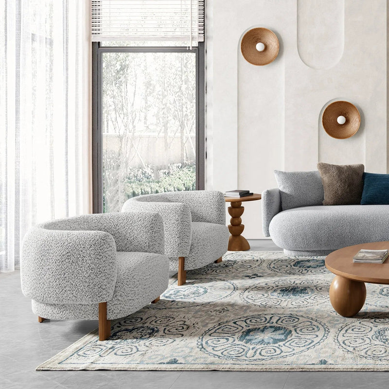 Scandinavian chenille velvet fabric 1 seater sofa embrace primary product view.