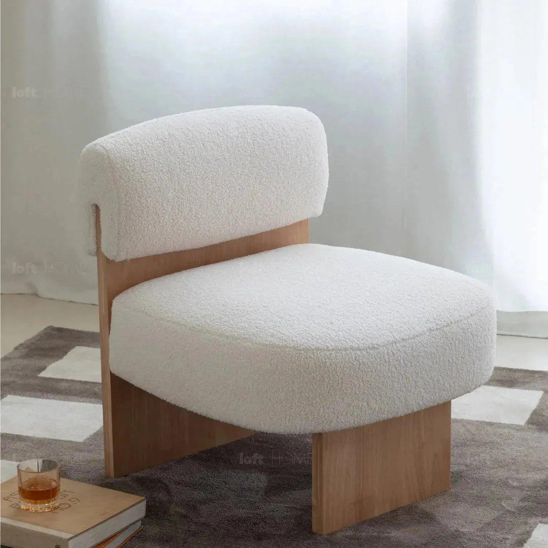 Cream sherpa fabric 1 seater sofa hygge conceptual design.