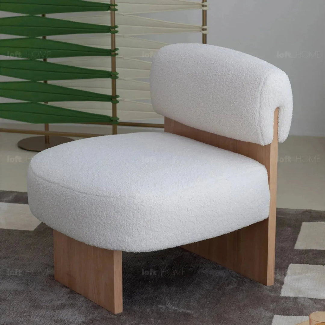 Cream sherpa fabric 1 seater sofa hygge situational feels.