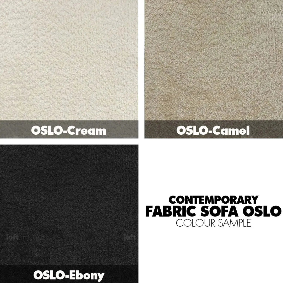 Cream fabric 1 seater sofa oslo color swatches.
