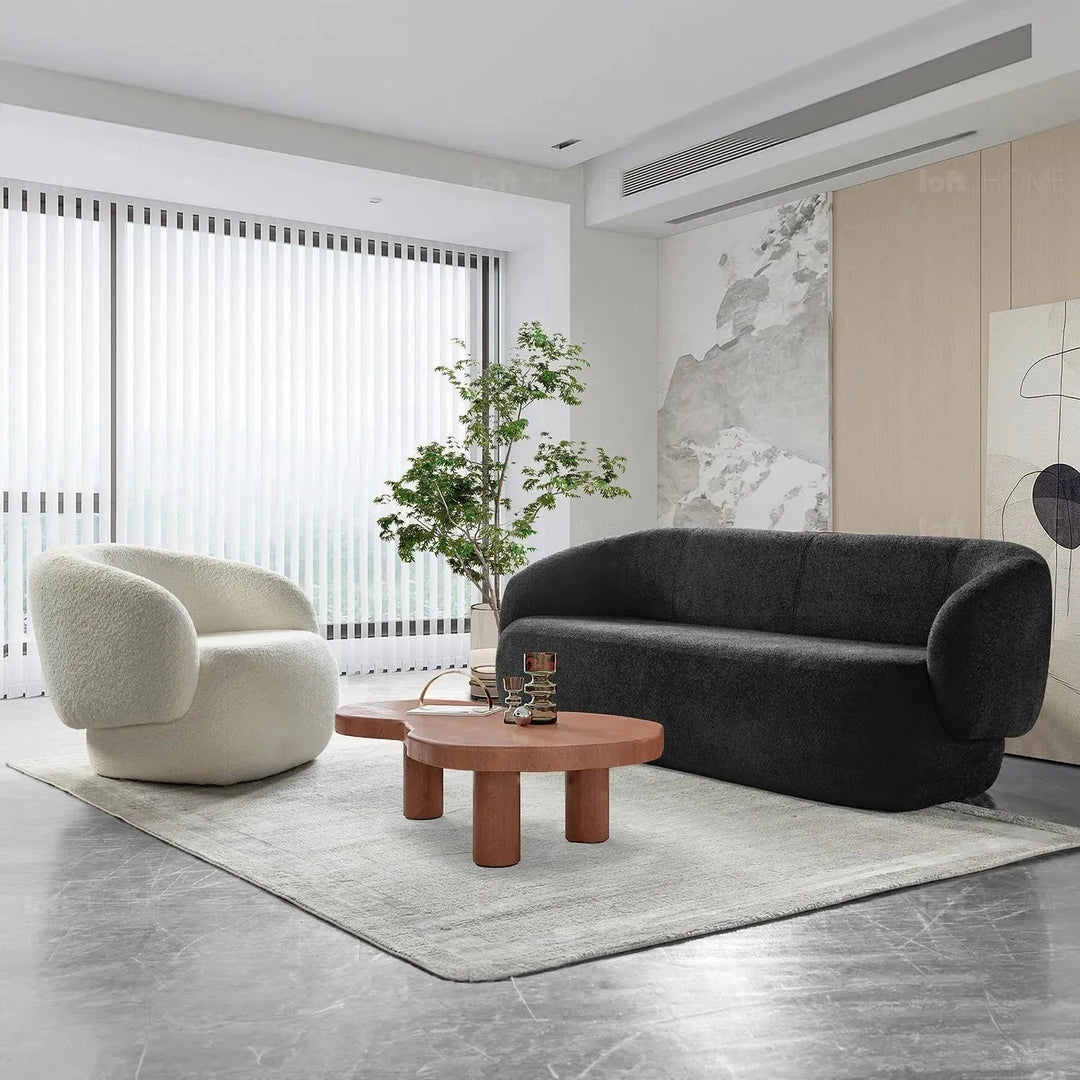 Cream fabric 1 seater sofa oslo in details.