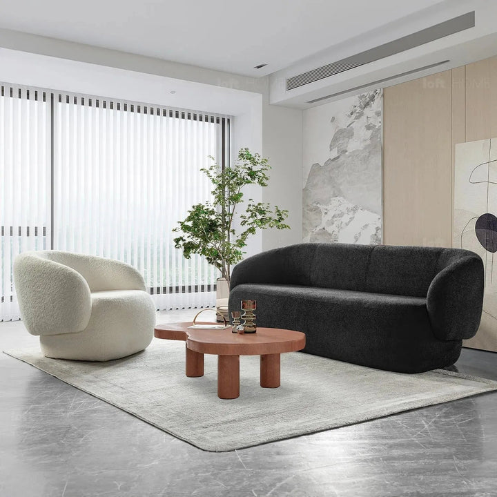 Cream fabric 1 seater sofa oslo in details.