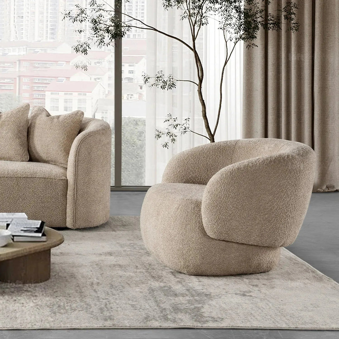 Cream fabric 1 seater sofa oslo in close up details.