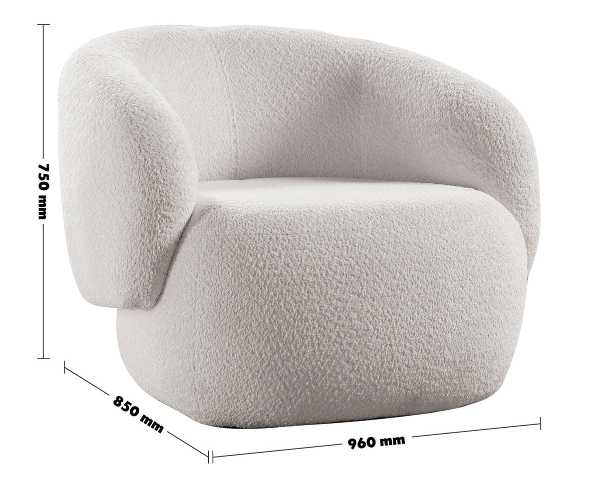 Cream Fabric 1 Seater Sofa OSLO Size Chart