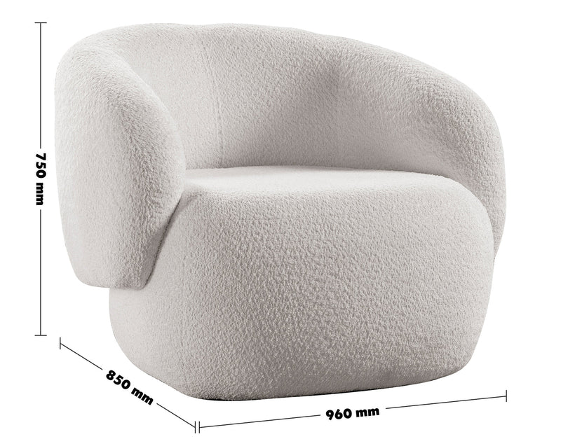 Cream Fabric 1 Seater Sofa OSLO Size Chart