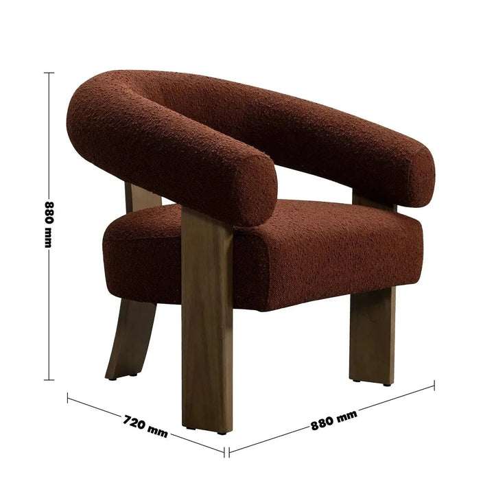 Japandi boucle fabric 1 seater sofa serenity size charts.