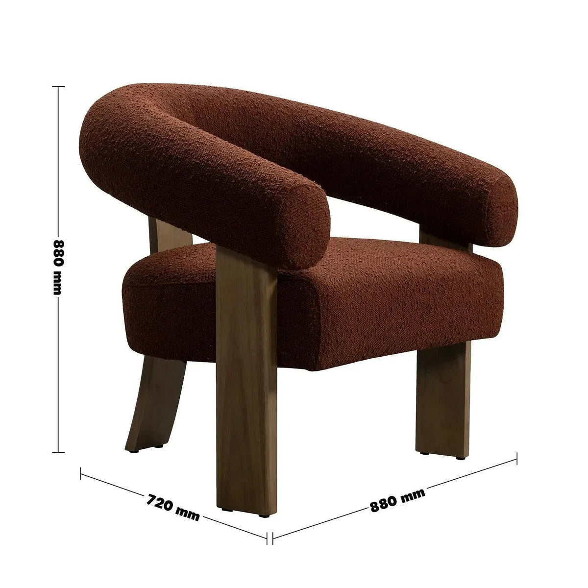 Japandi boucle fabric 1 seater sofa serenity size charts.