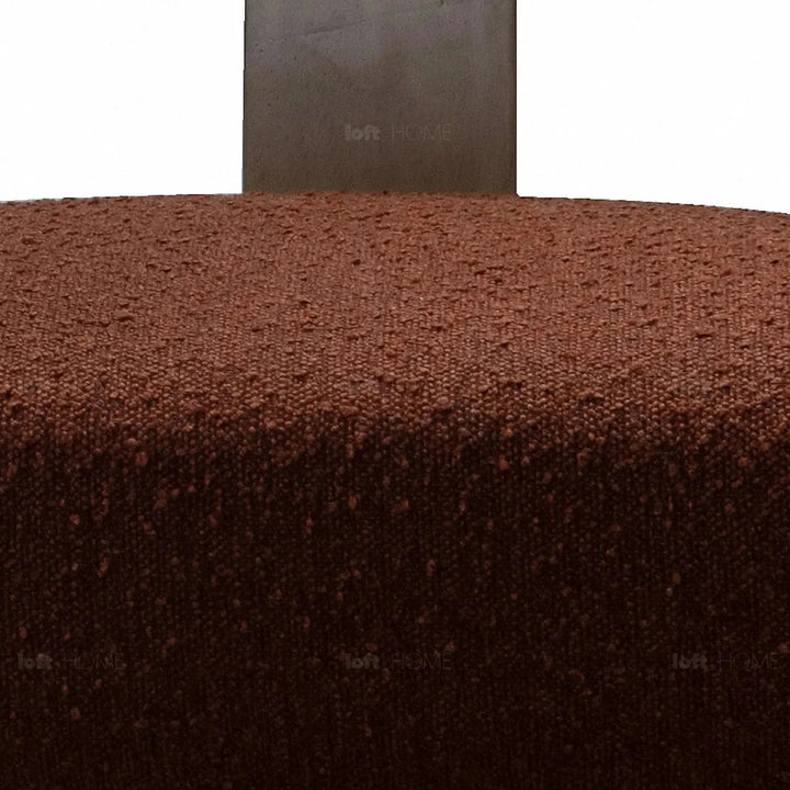 Japandi boucle fabric 1 seater sofa serenity in close up details.