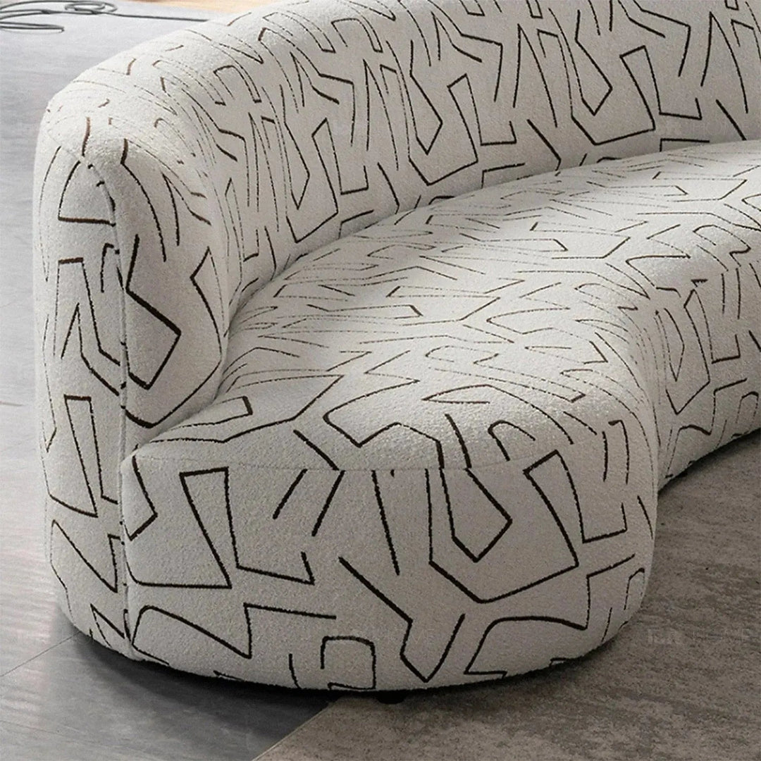 Modern fabric 3 seater sofa nostalgia in panoramic view.