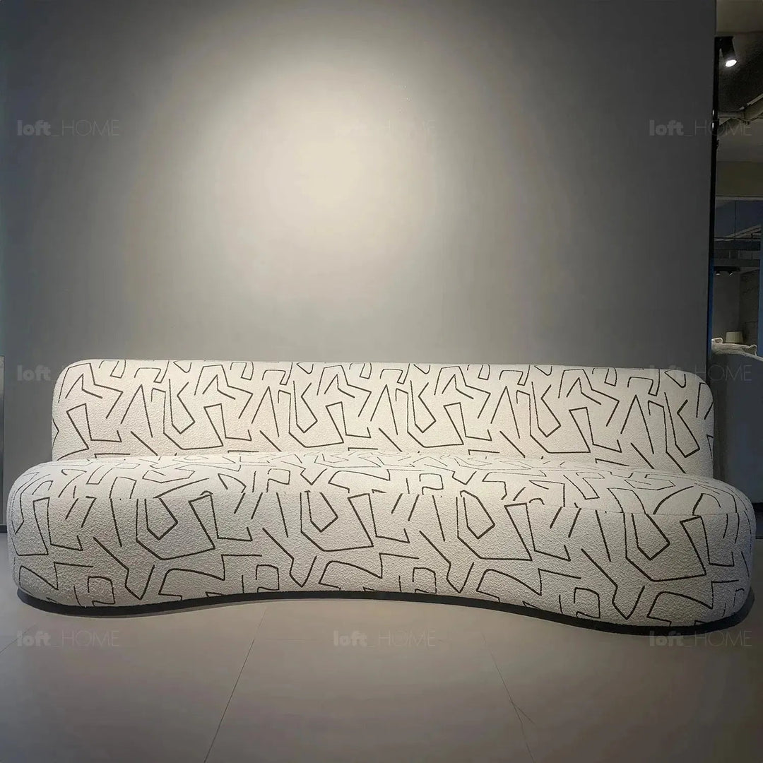 Modern fabric 3 seater sofa nostalgia in still life.