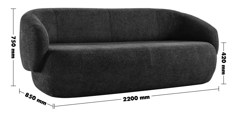 Cream Fabric 3 Seater Sofa OSLO Size Chart