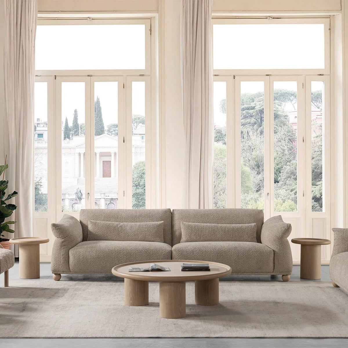 Cream fabric 4 seater sofa fondue primary product view.