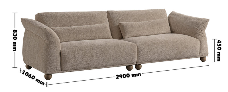 Cream Fabric 4 Seater Sofa FONDUE Size Chart