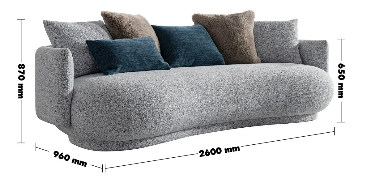 Cream Fabric 4 Seater Sofa HERITAGE Size Chart