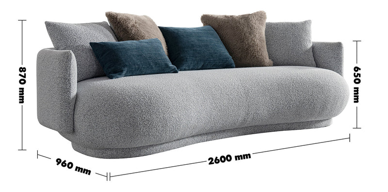 Cream Fabric 4 Seater Sofa HERITAGE Size Chart