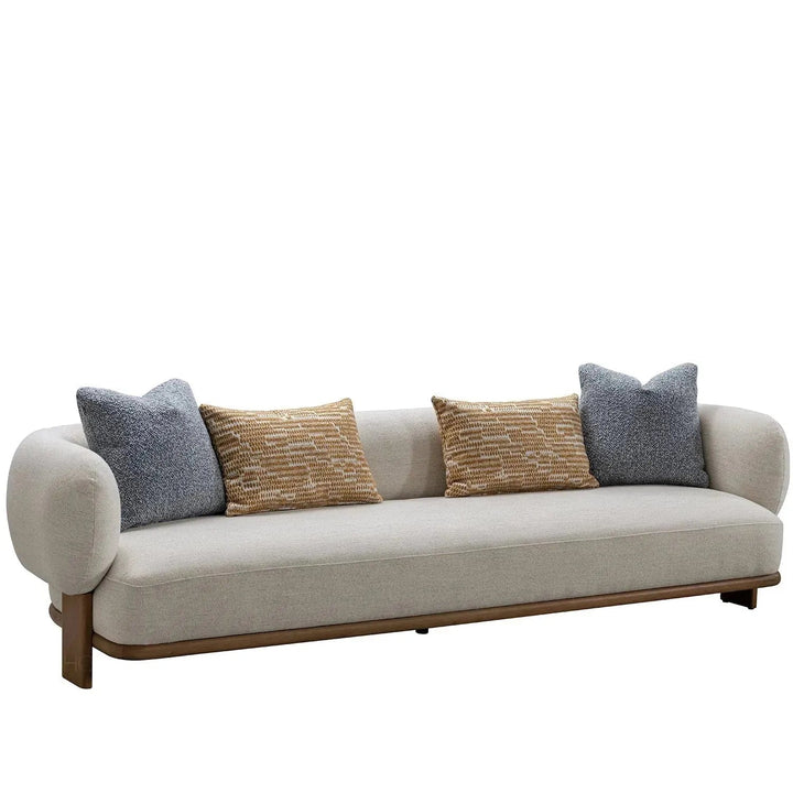Scandinavian fabric 4 seater sofa waltz in close up details.
