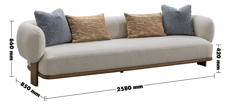 Scandinavian Fabric 4 Seater Sofa WALTZ Size Chart