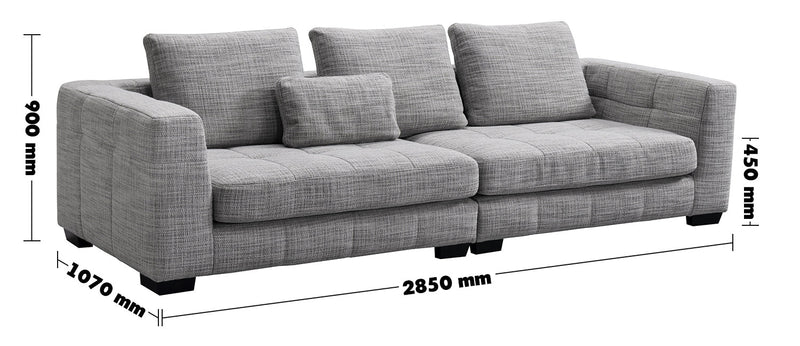 Modern Fabric 4 Seater Sofa ARCTIC Size Chart