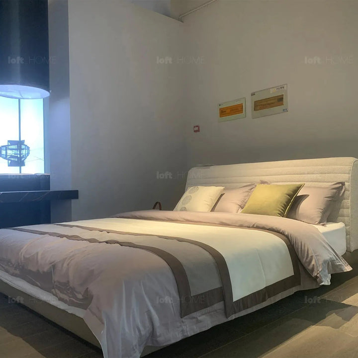 Minimalist fabric bed hoverloft environmental situation.
