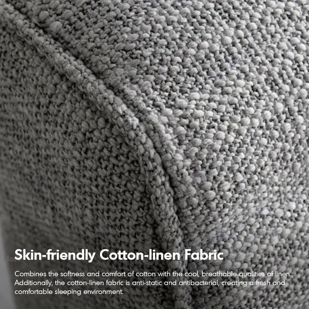 Minimalist fabric bed hoverloft color swatches.