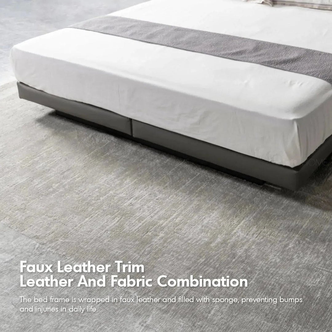 Minimalist fabric bed hoverloft with context.