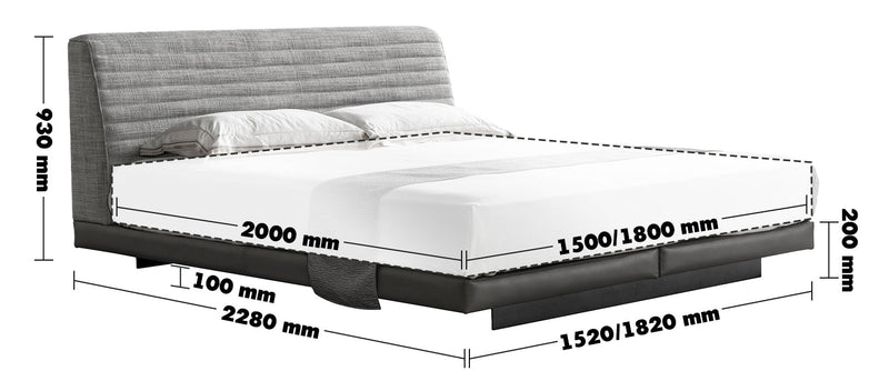 Minimalist Fabric Bed HOVERLOFT Size Chart