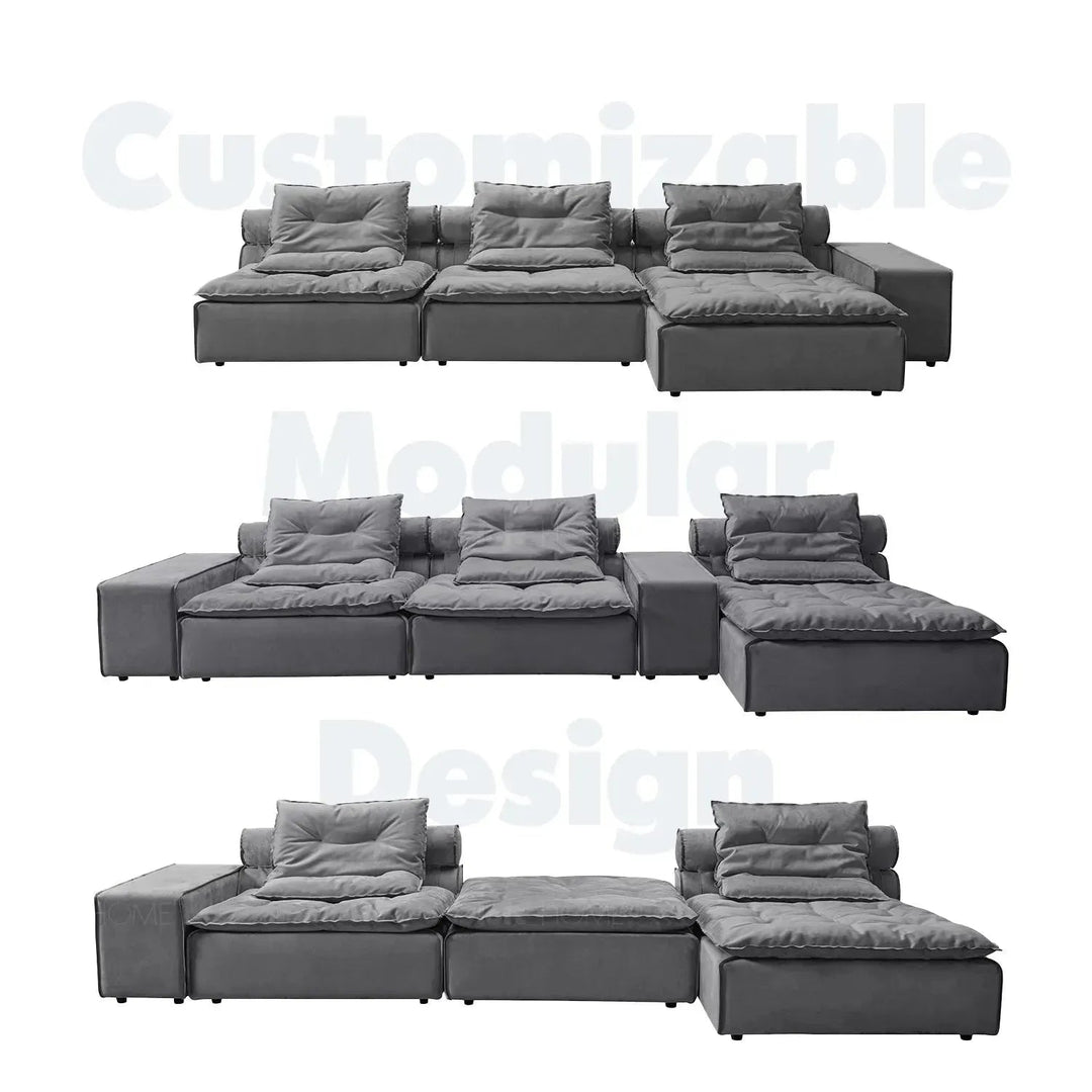 Modern fabric modular 1 seater sofa woolen in still life.
