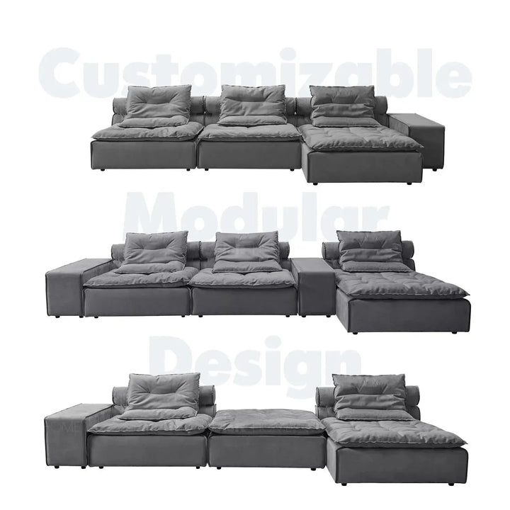 Modern fabric modular 1 seater sofa woolen in still life.