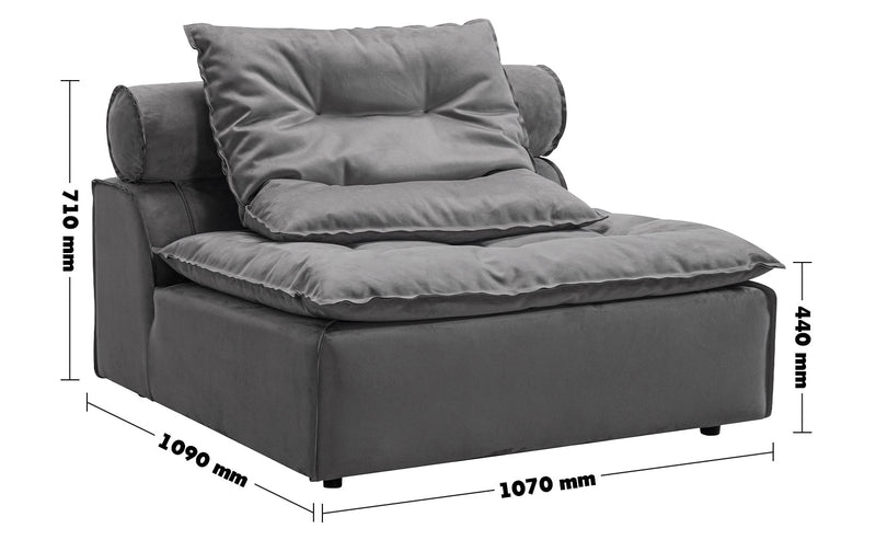 Modern Fabric Modular 1 Seater Sofa WOOLEN Size Chart
