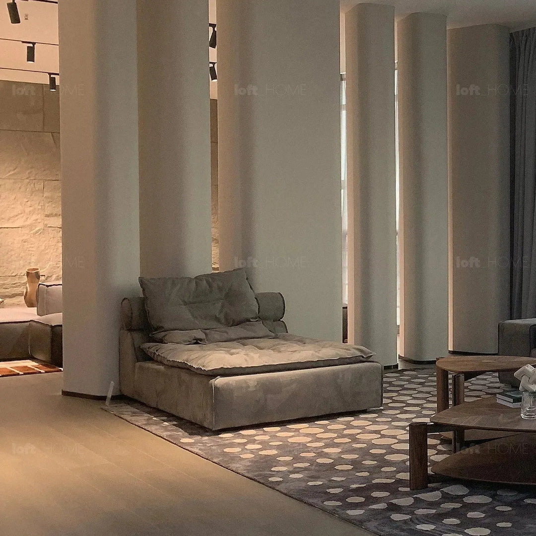Modern fabric modular 3 seater sofa woolen in panoramic view.